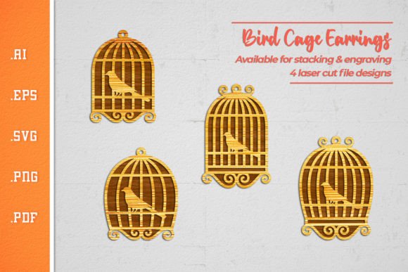 Bird Cage Earrings: Laser Cutting SVG for Branding
