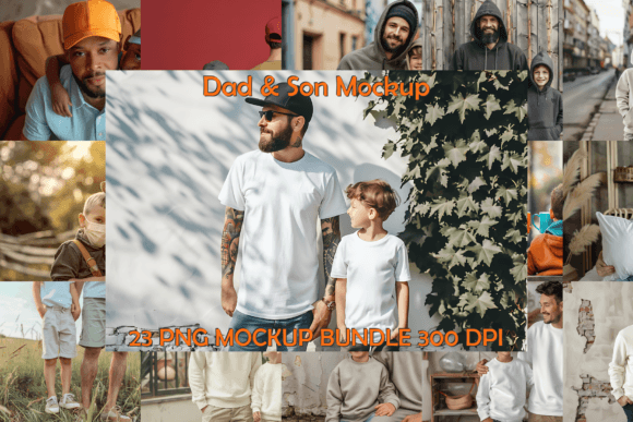 Dad Son Mockup Bundle: Premium Graphics for Apparel
