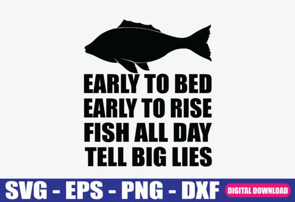 Early to Bed Fishing SVG: Top Crafts Graphics