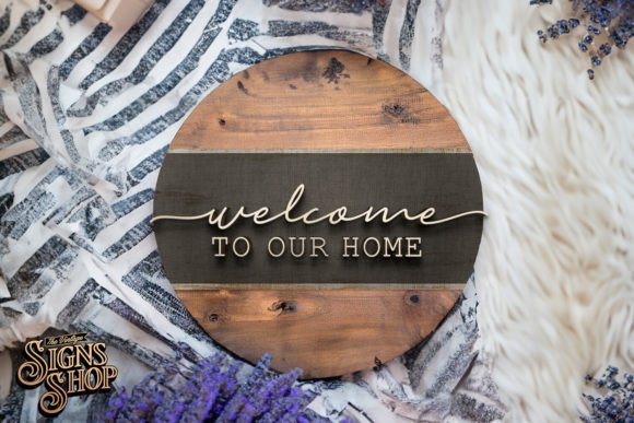 Minimal Welcome SVG Round Sign for Crafts & Graphics