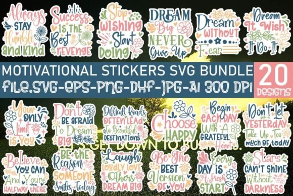 Motivational Stickers SVG Bundle for Crafts & Graphics